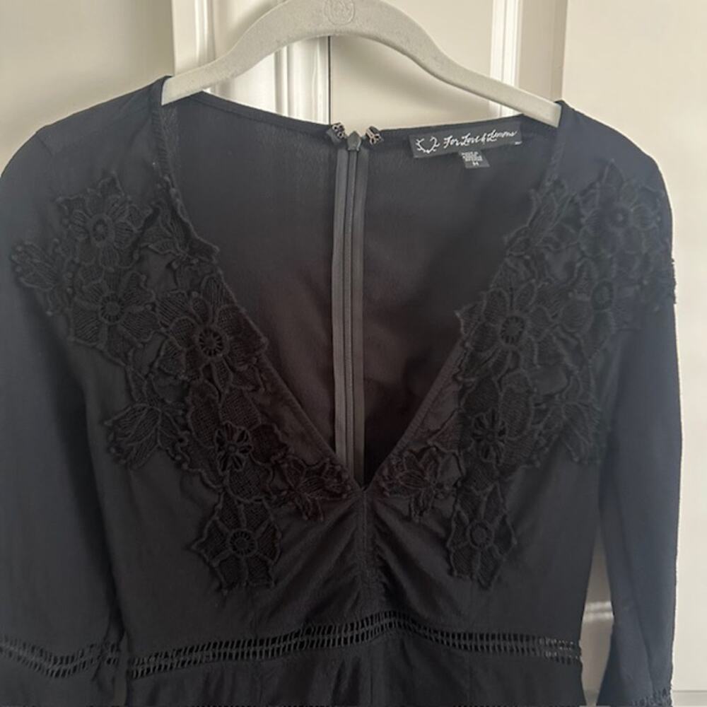 For Love & Lemons Lilou Lace Floral Romper Size: Medium Color: Black - Picture 4 of 11